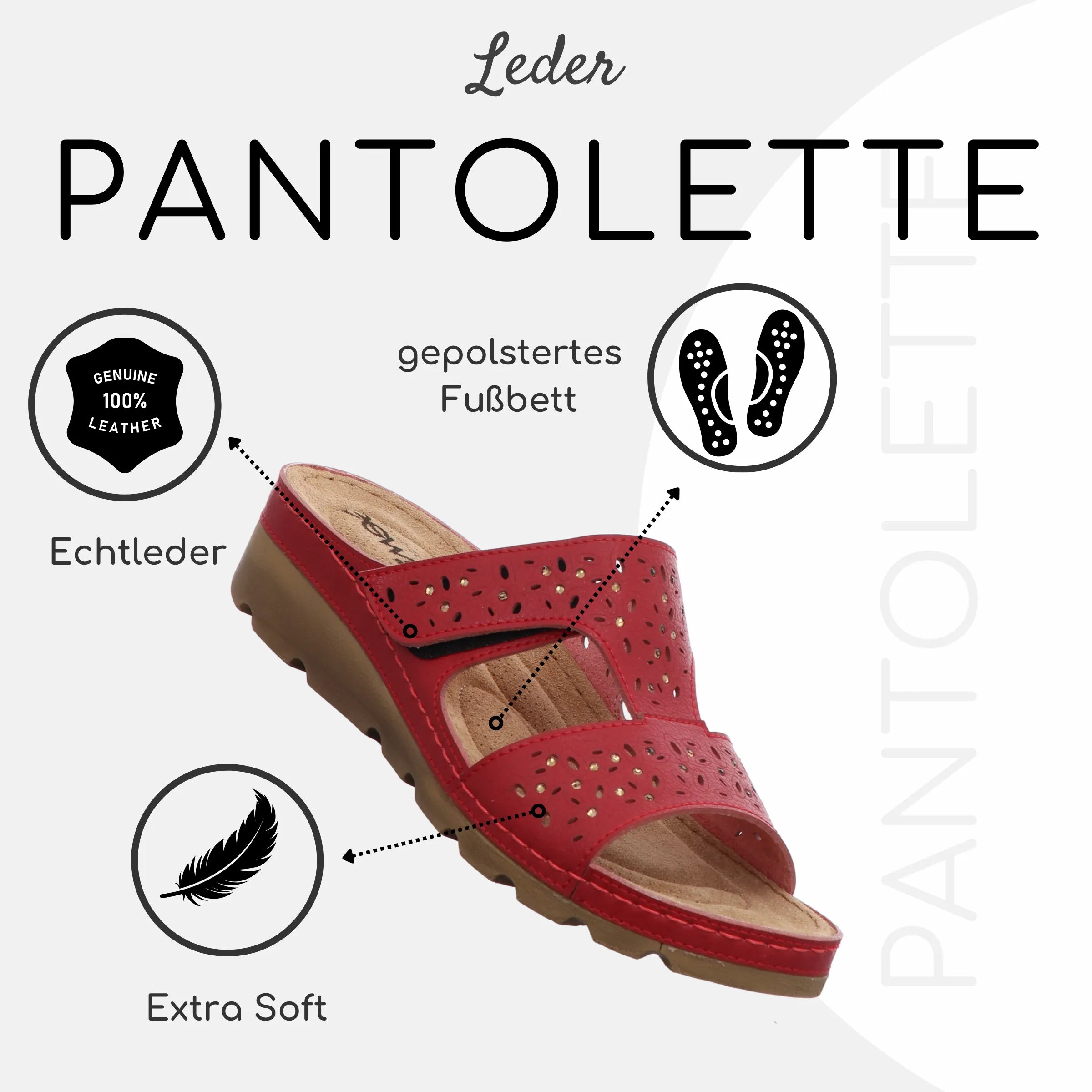 Gemini Damen Pantolette rot - Gemini Schuhe