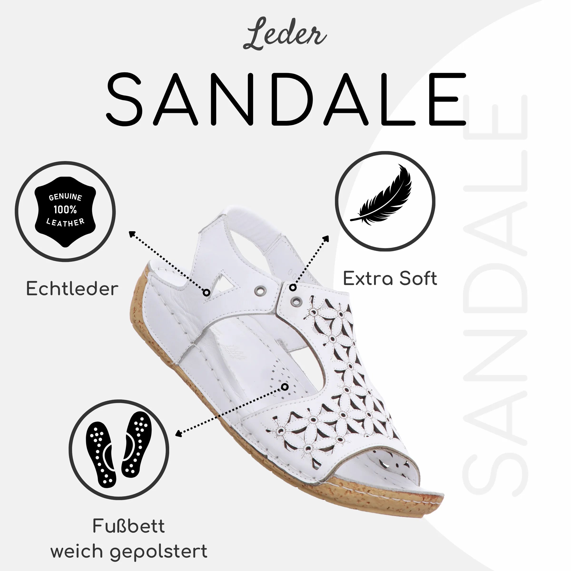Gemini Damen Sandale weiß - Gemini Schuhe
