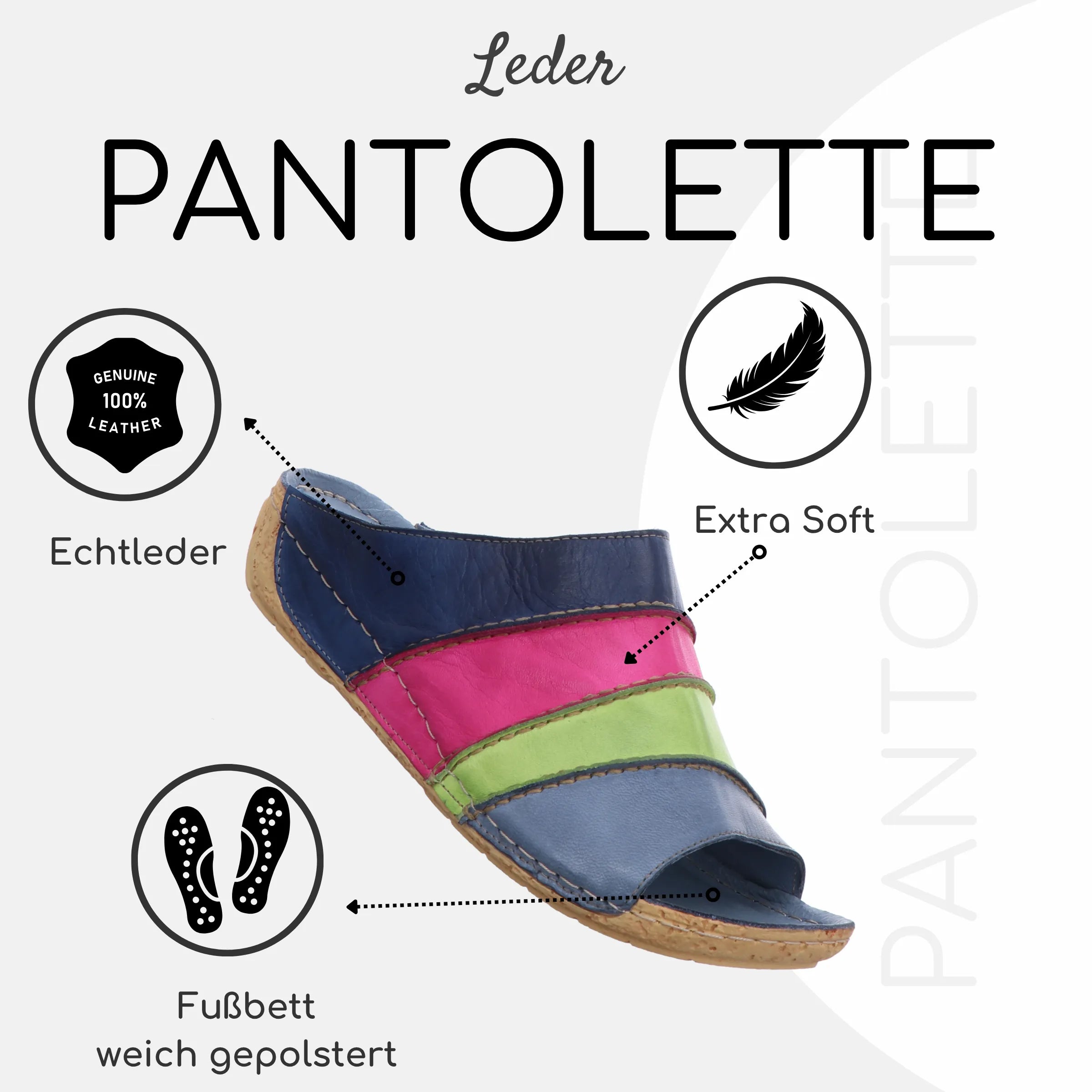 Gemini Damen Pantolette bunt - Gemini Schuhe