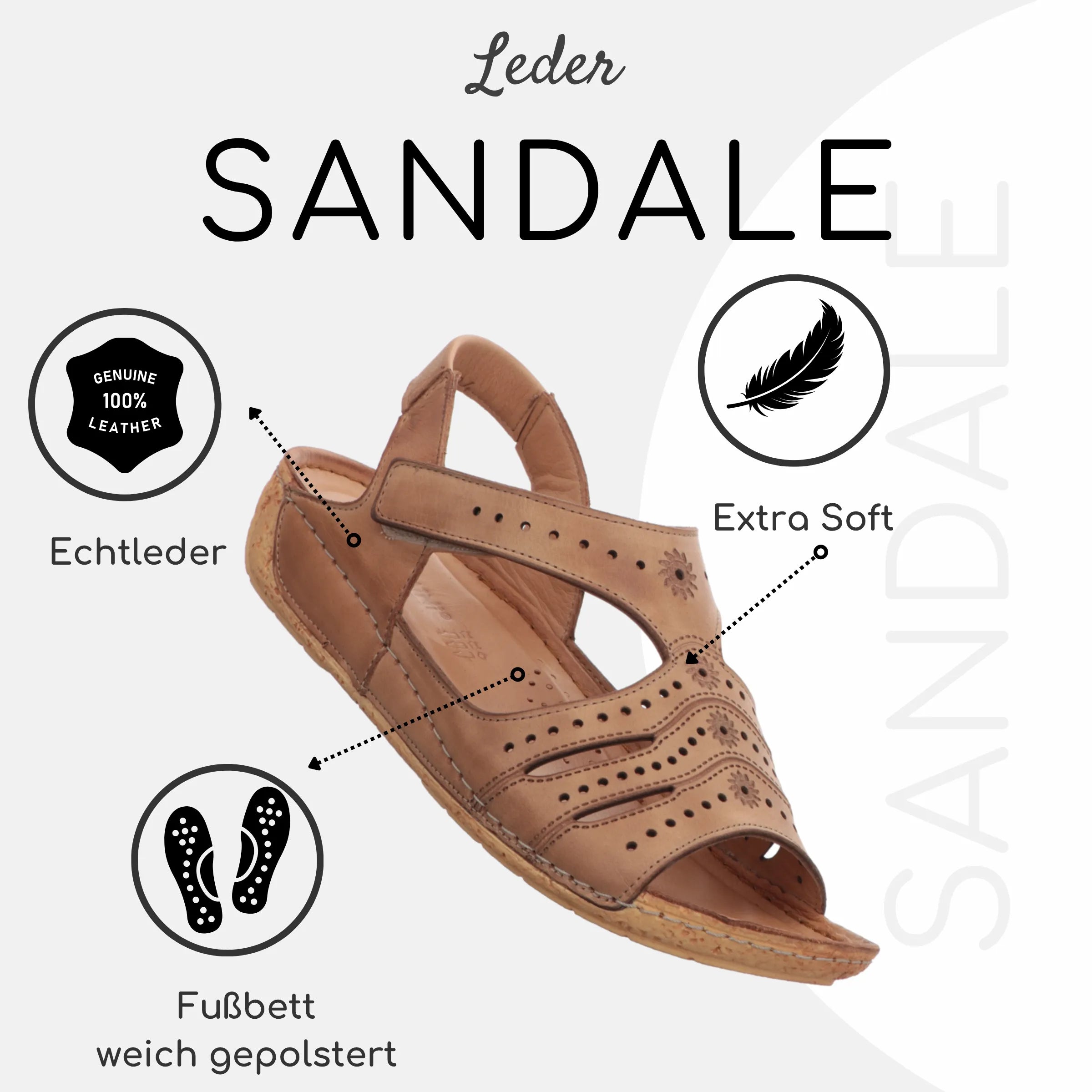 Gemini Damen Sandale braun - Gemini Schuhe