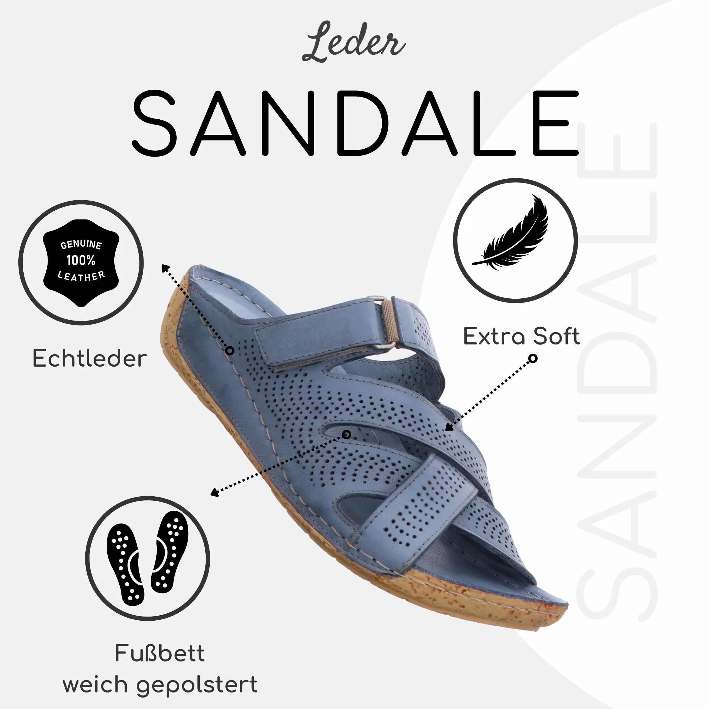 Gemini Damen Pantolette blau - Gemini Schuhe
