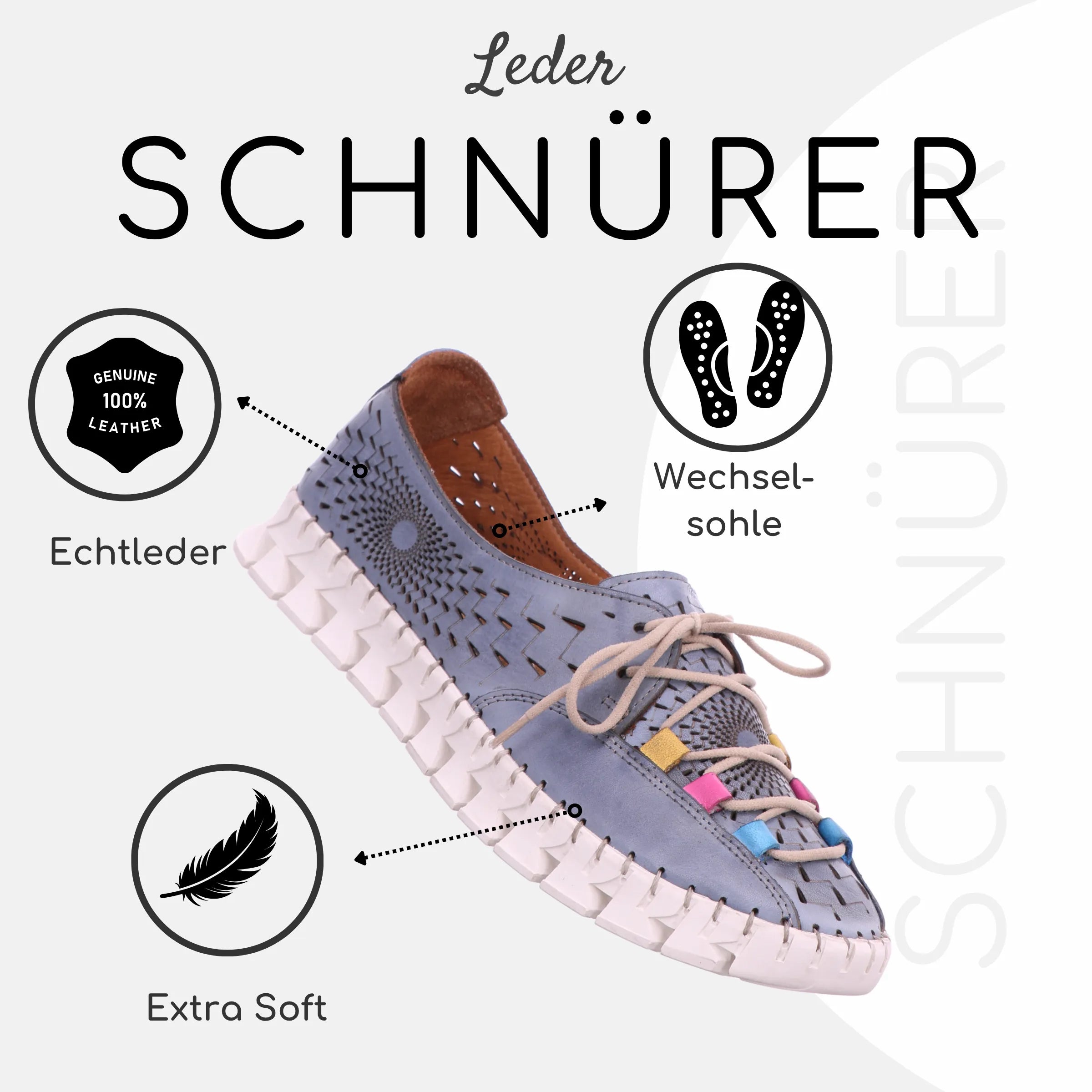Gemini Damen Schnürschuh blau - Gemini Schuhe