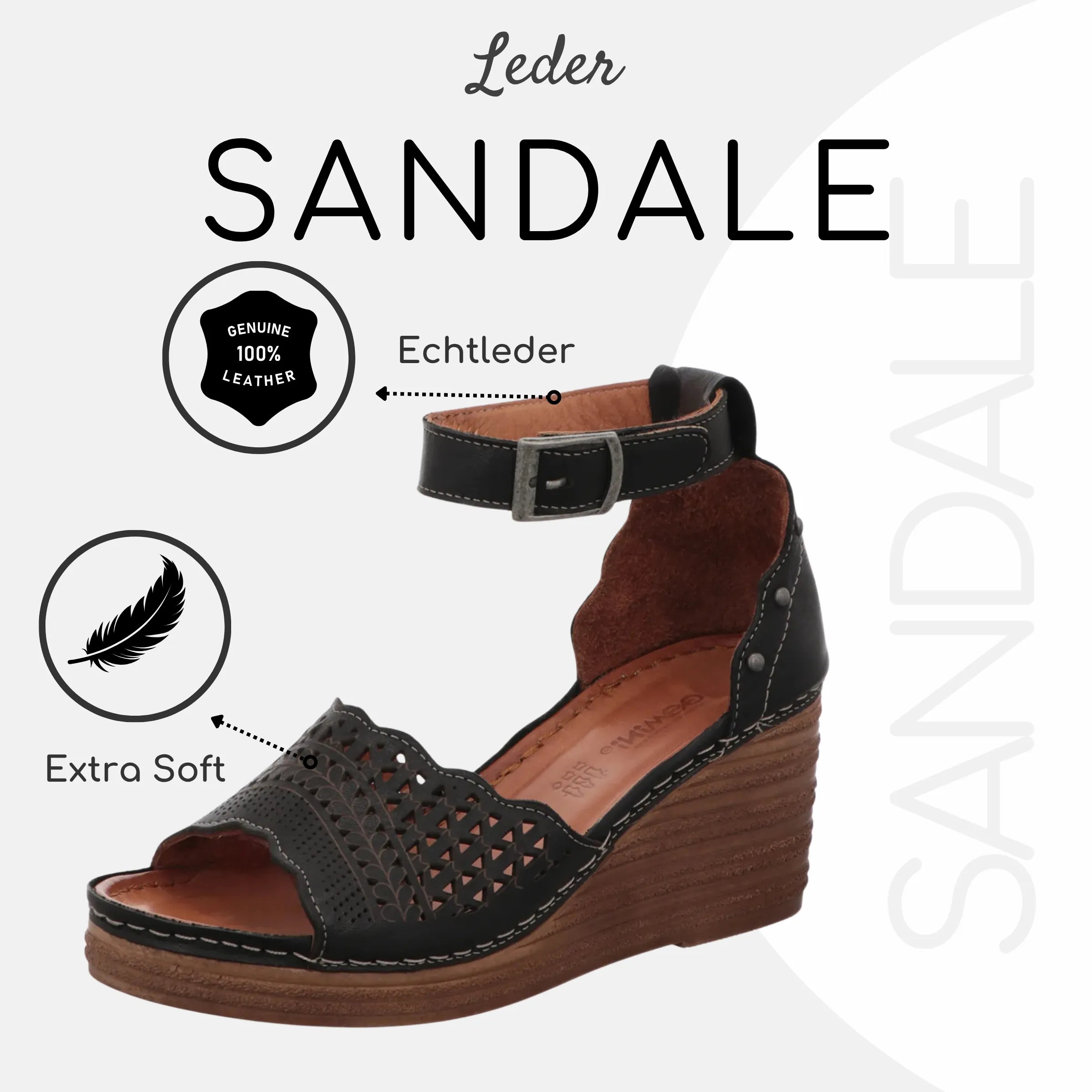 Gemini Damen Sandale schwarz - Gemini Schuhe