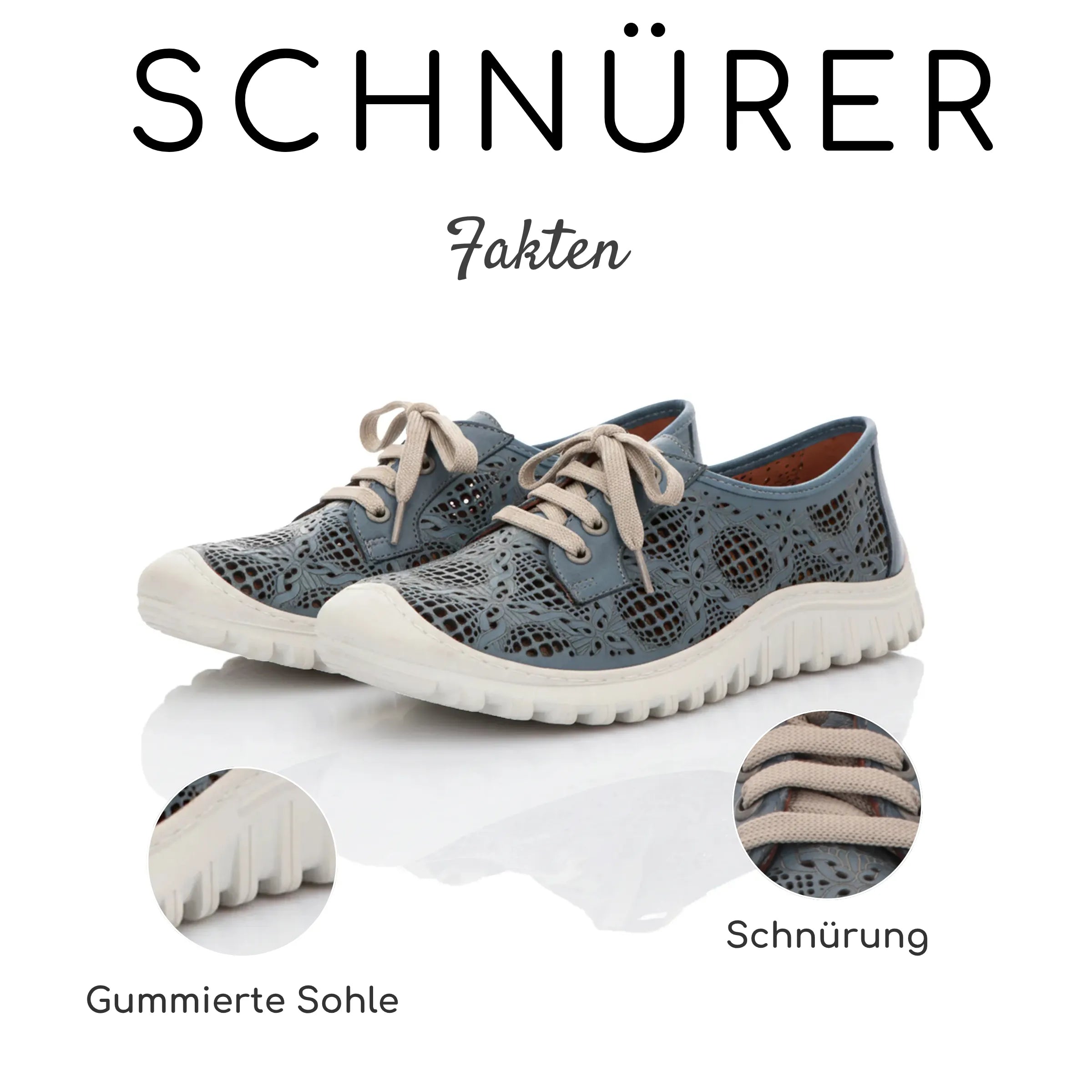 Gemini Damen Schnürschuh blau - Gemini Schuhe