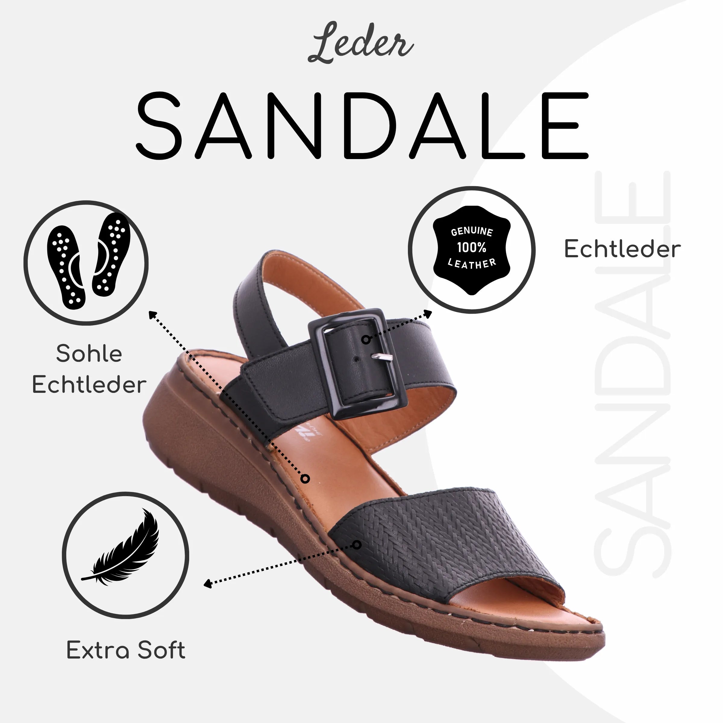 Gemini Damen Sandale schwarz - Gemini Schuhe
