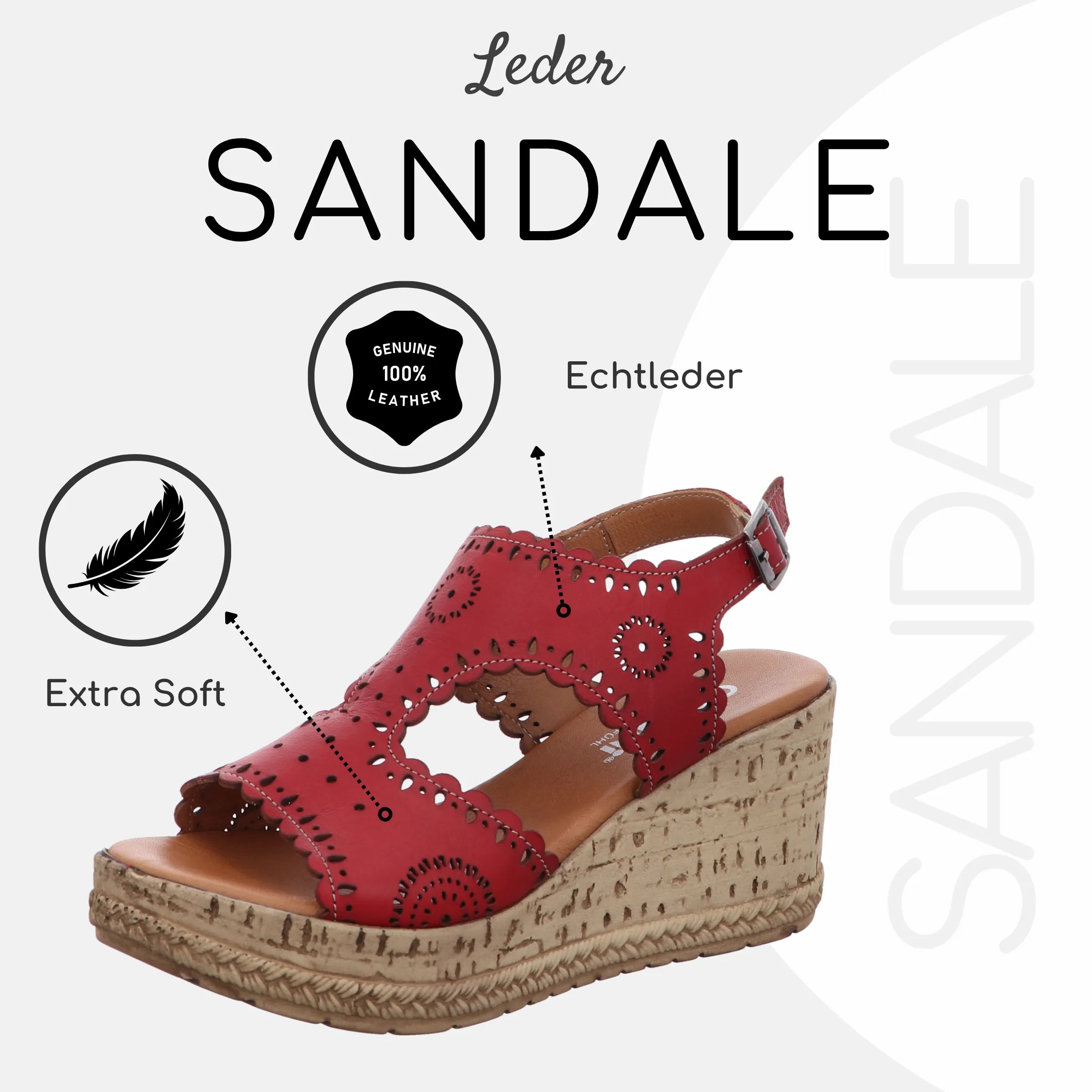 Gemini Damen Sandale rot - Gemini Schuhe