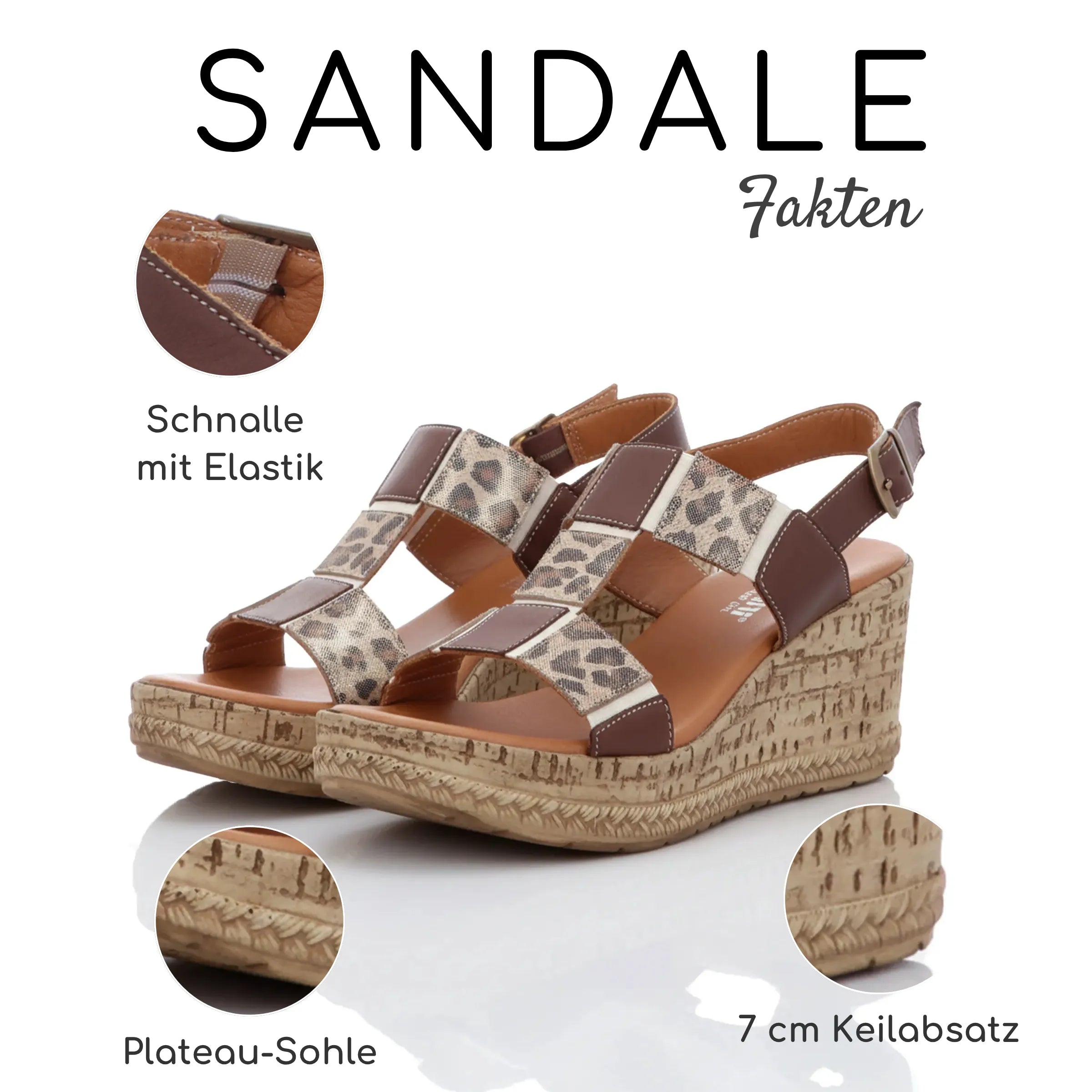 Gemini Damen Sandale beige braun Leo-Optik - Gemini Schuhe