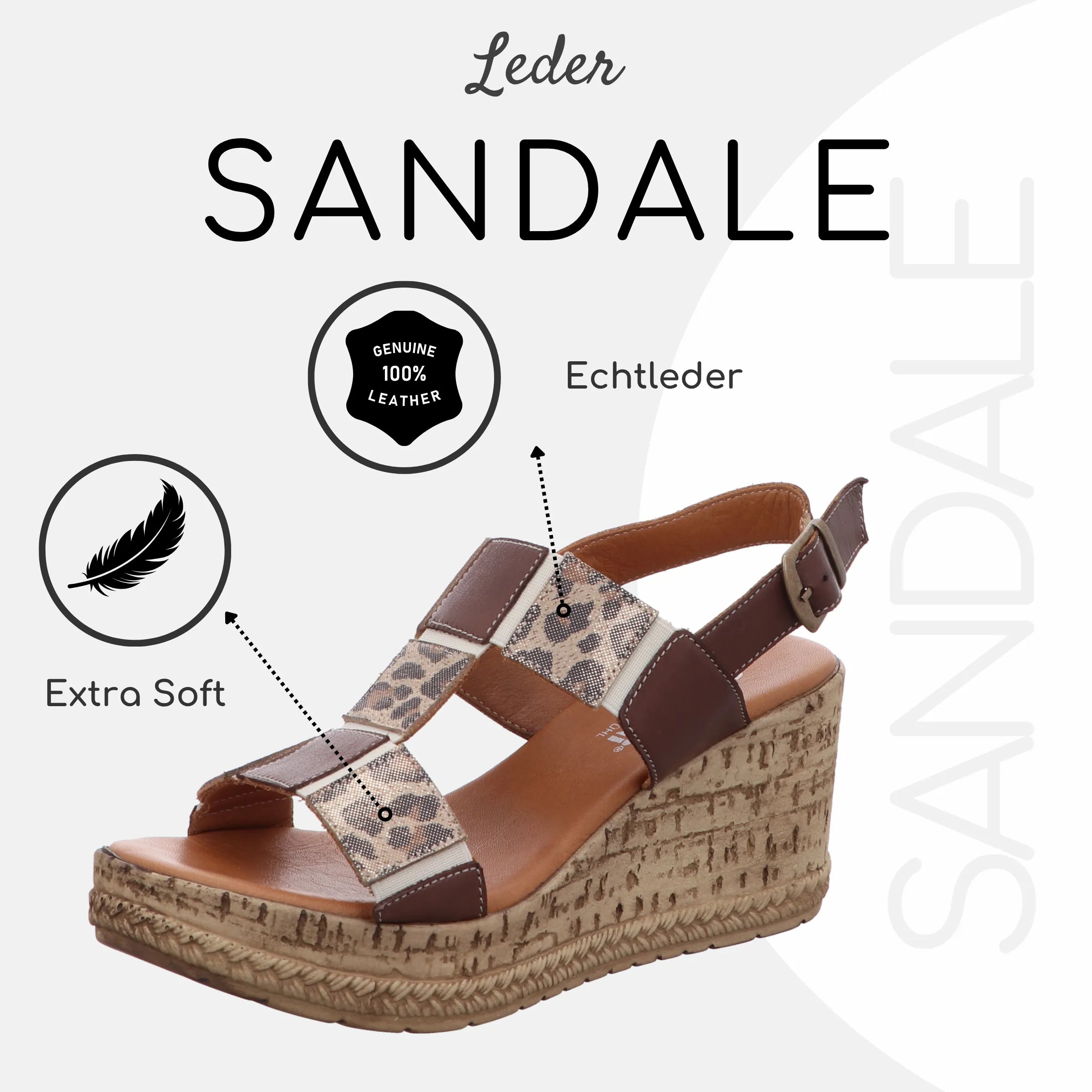 Gemini Damen Sandale beige braun Leo-Optik - Gemini Schuhe