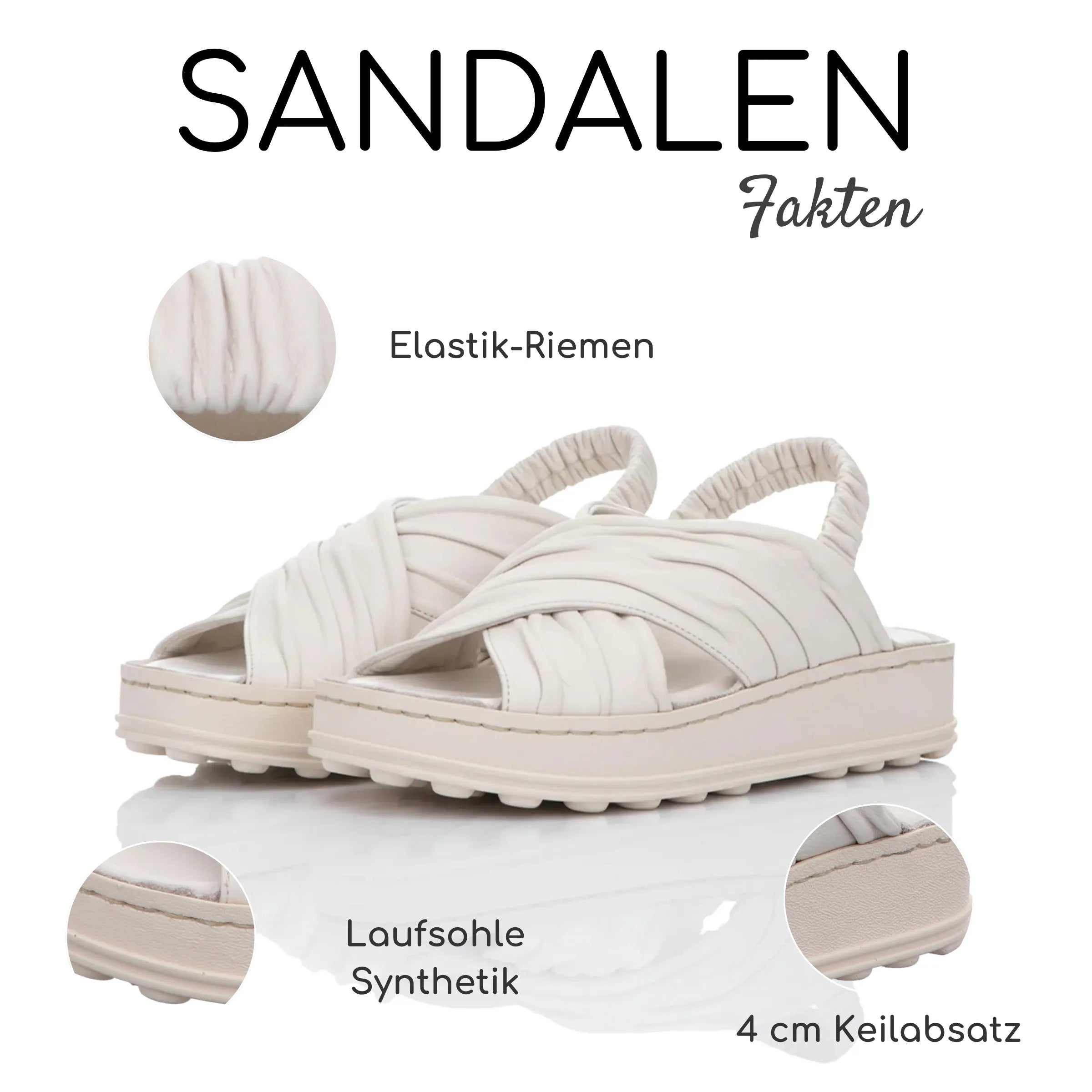 Gemini Damen Sandale beige aus Leder mit breiten Riemen und elastischem Verschluss