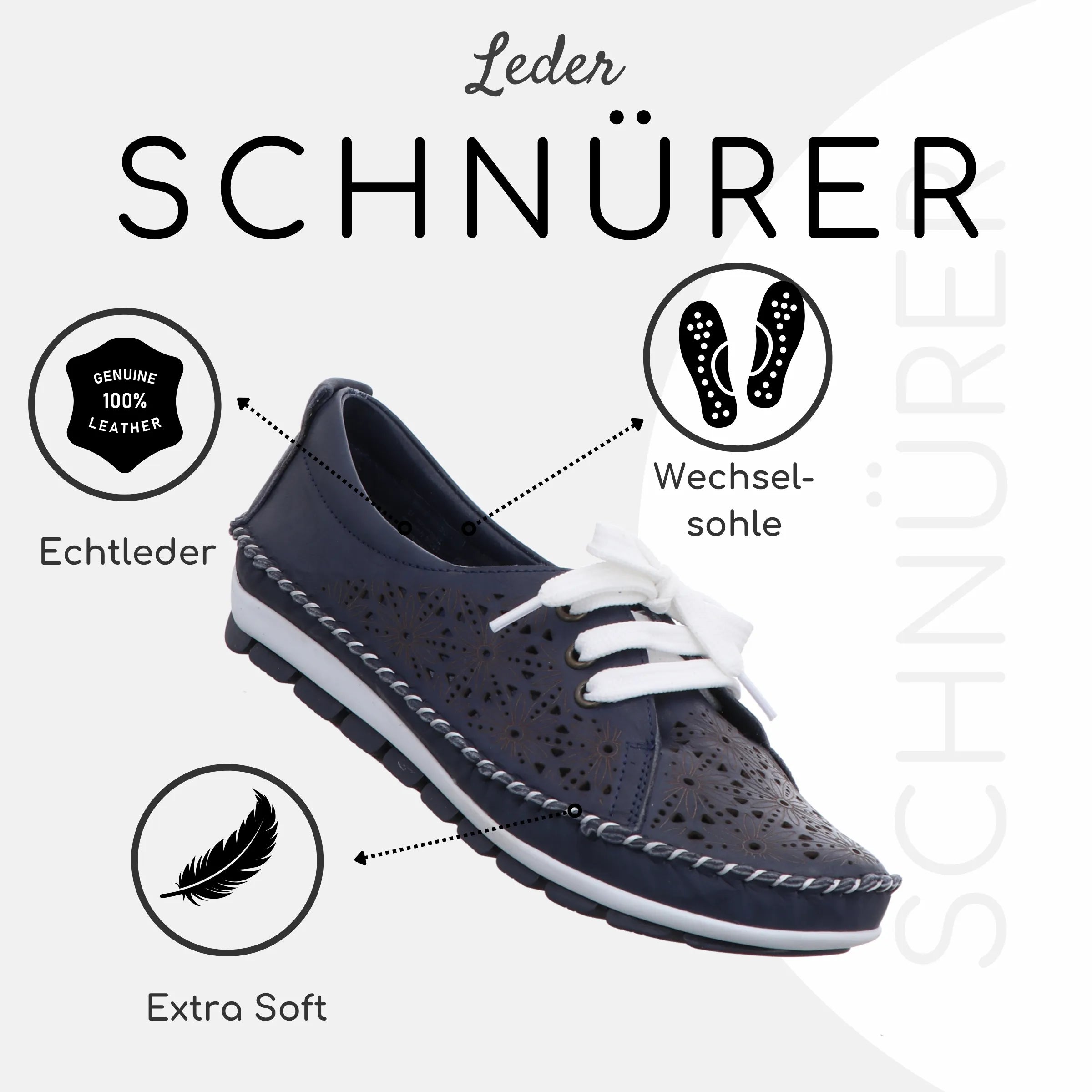 Gemini Damen Schnürschuh blau , navy, Maritimer Stil