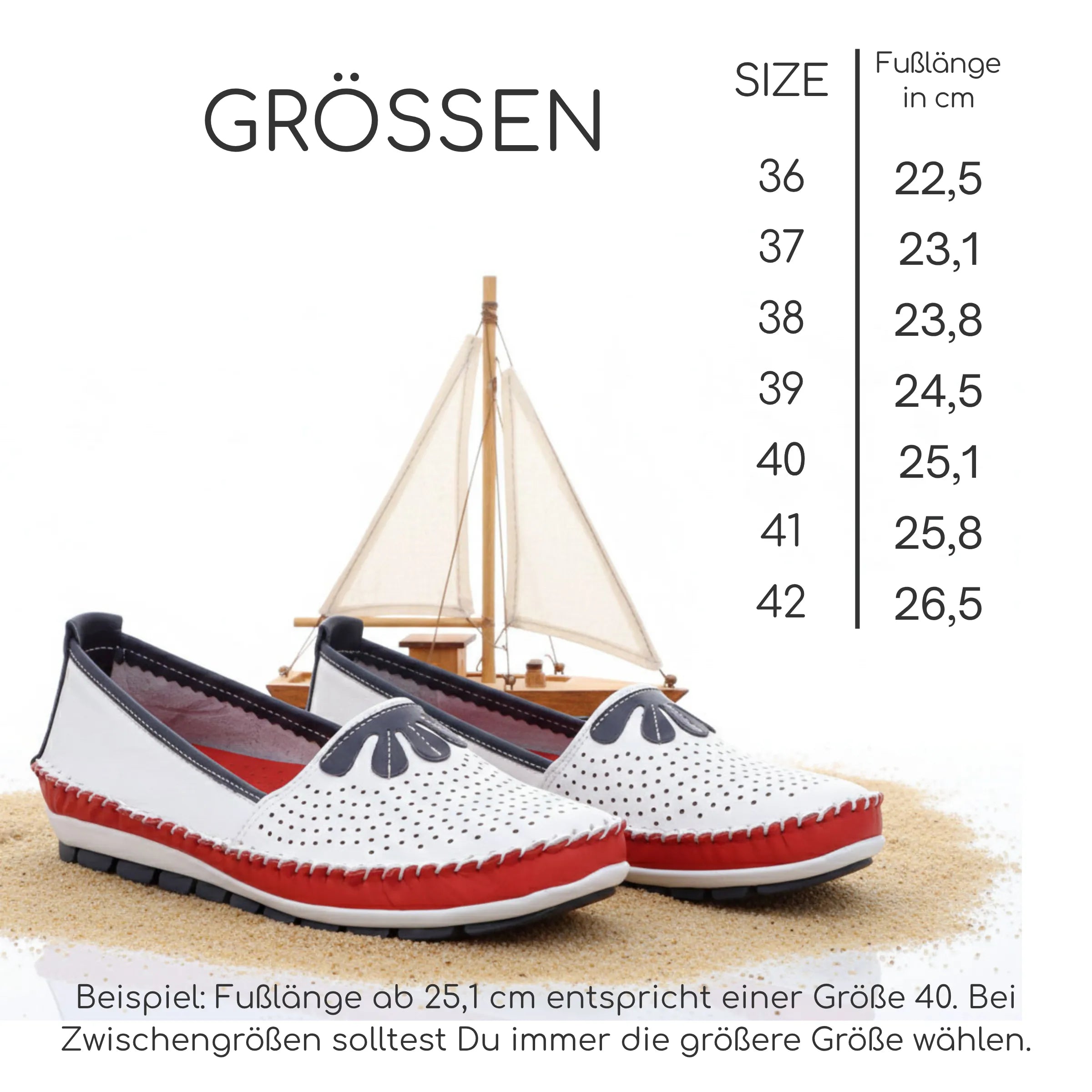 Gemini Damen Slipper weiß - rot/weiße Sohle, blaue Laufsohle, Maritimer Stil