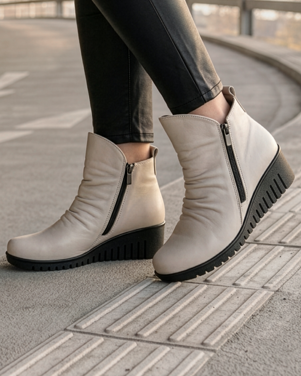 Gemini Schuhe Damen Leder Boot in beige