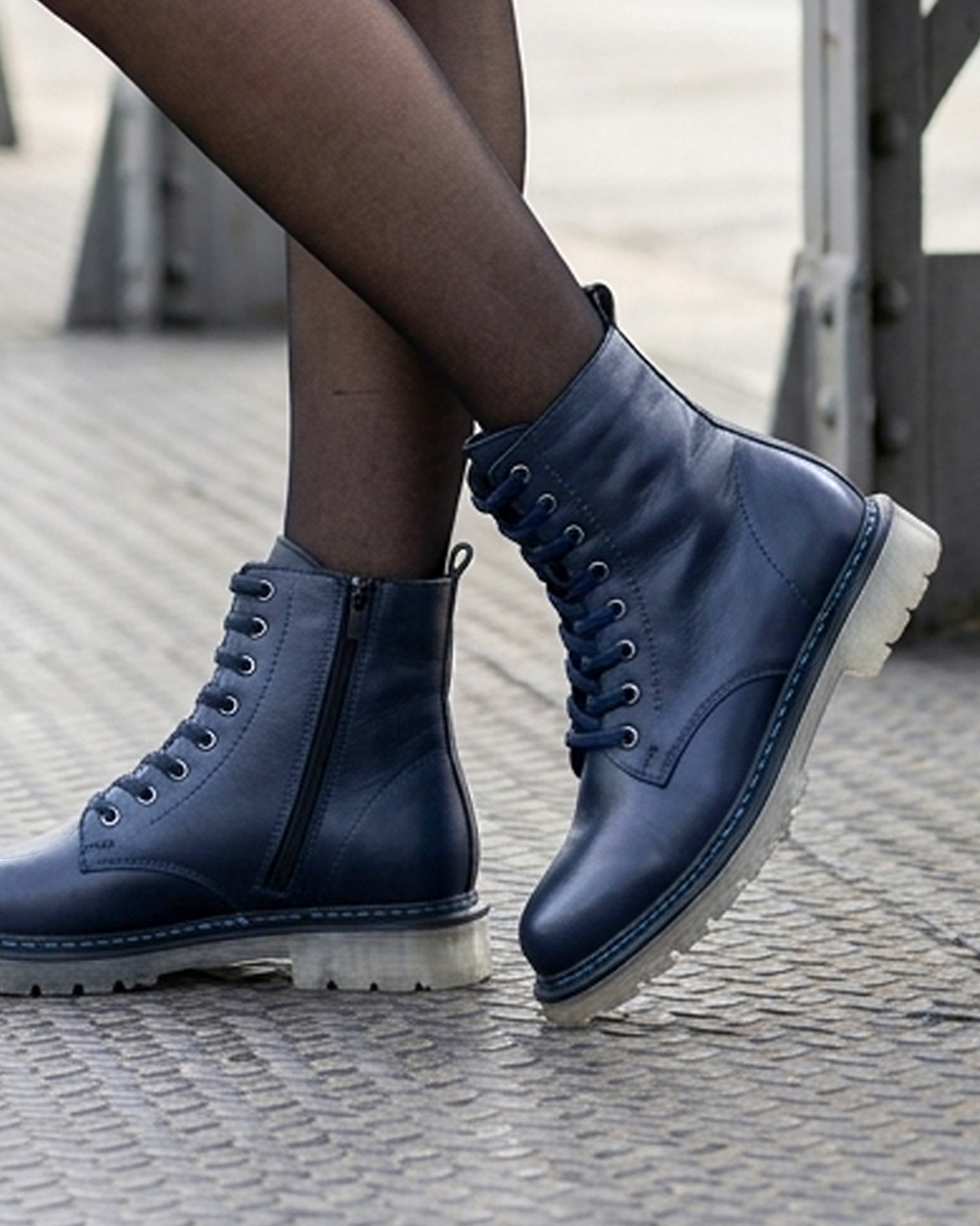 Gemini Schuhe Damen Schnuerboot Lack Leder blau