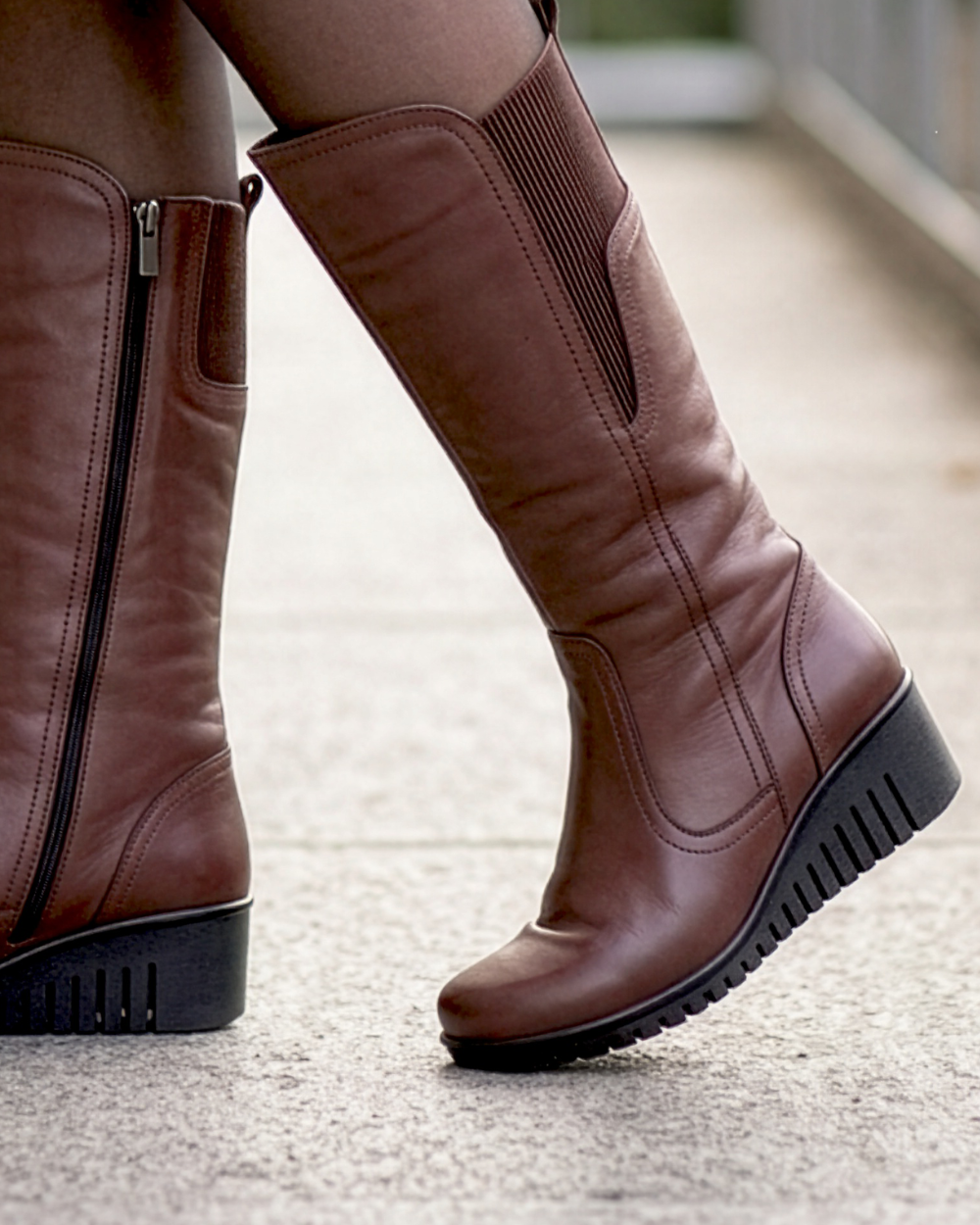 Gemini Schuhe Damen Hochschaft-Stiefel in braun mit Reißverschluss