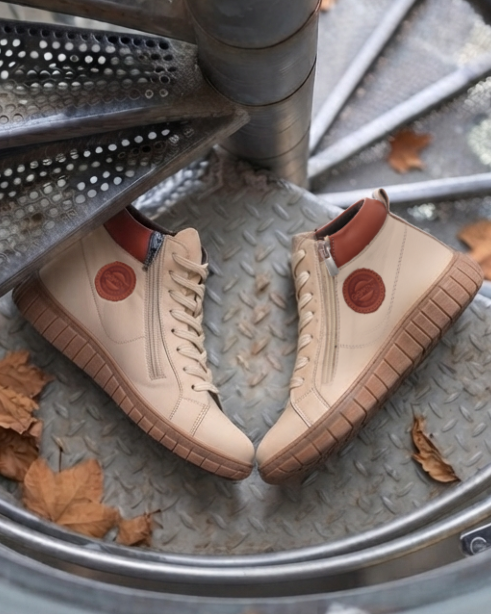 Gemini Schuhe Damen Sneaker beige mit braunen Applikationen