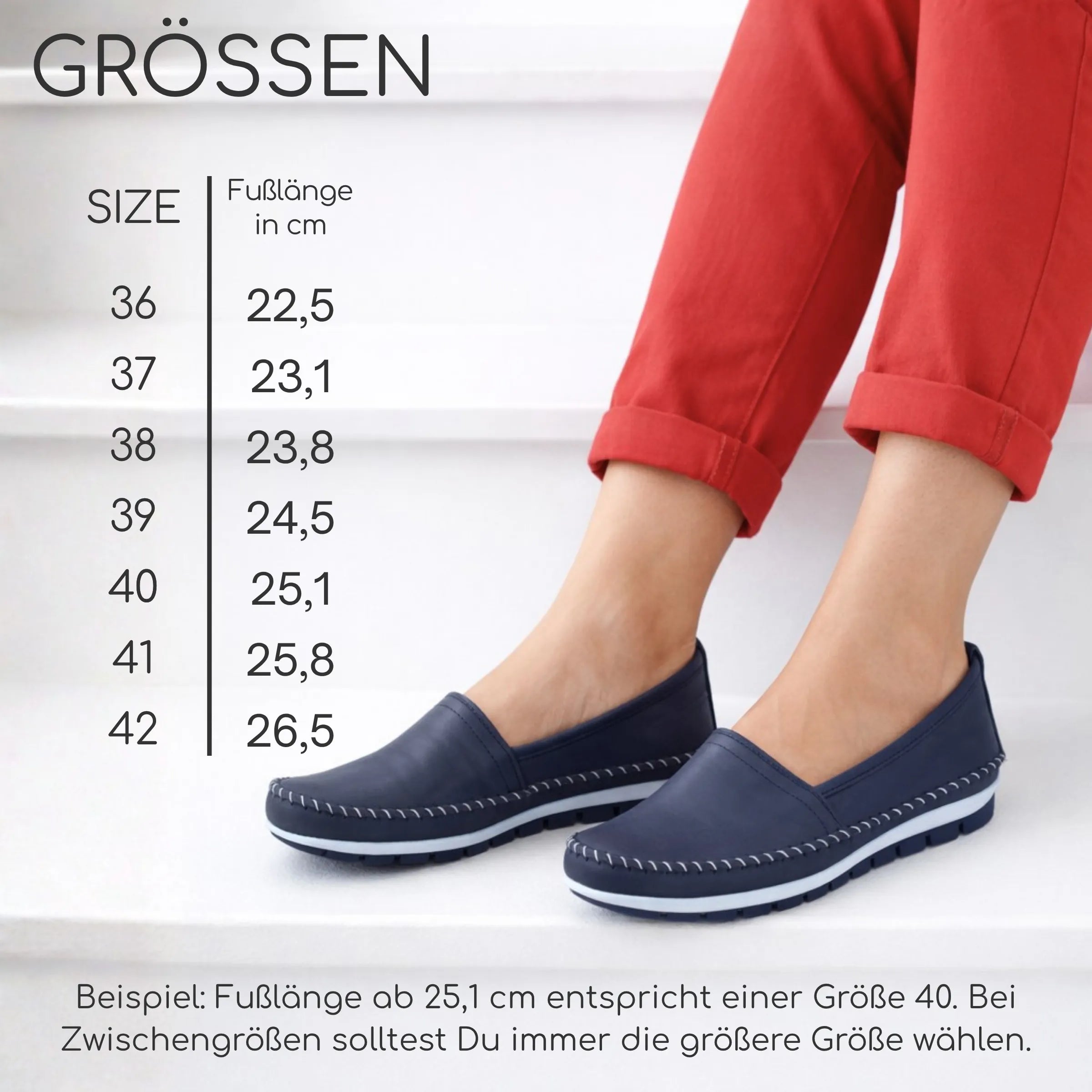 Gemini Damen Slipper blau mit Groessentabelle