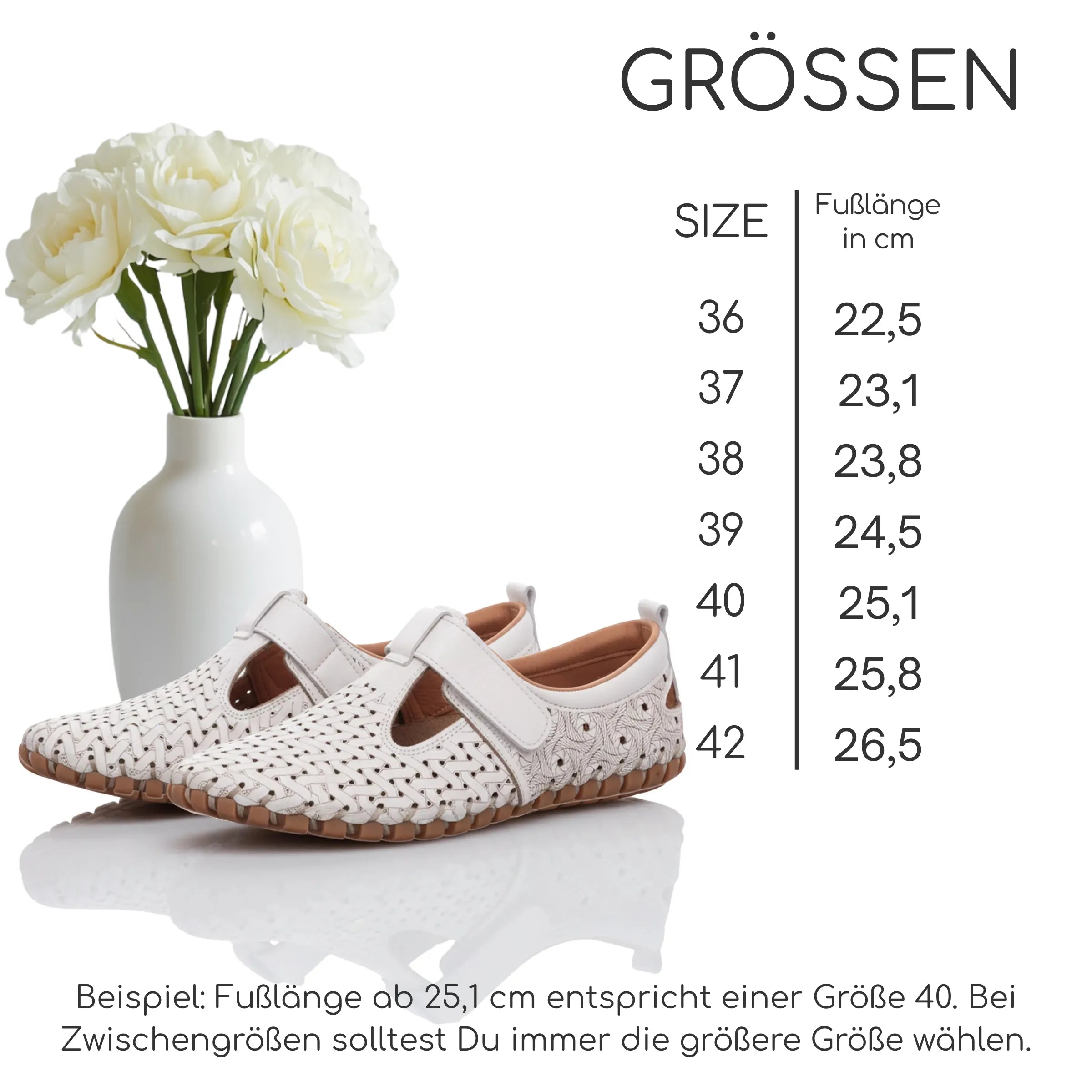 Gemini Damen Slipper weiß Groessentabelle