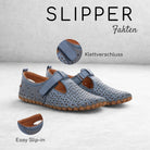 Gemini Damen Slipper blau Fakten Klettverschluss, Schlüpfschuh