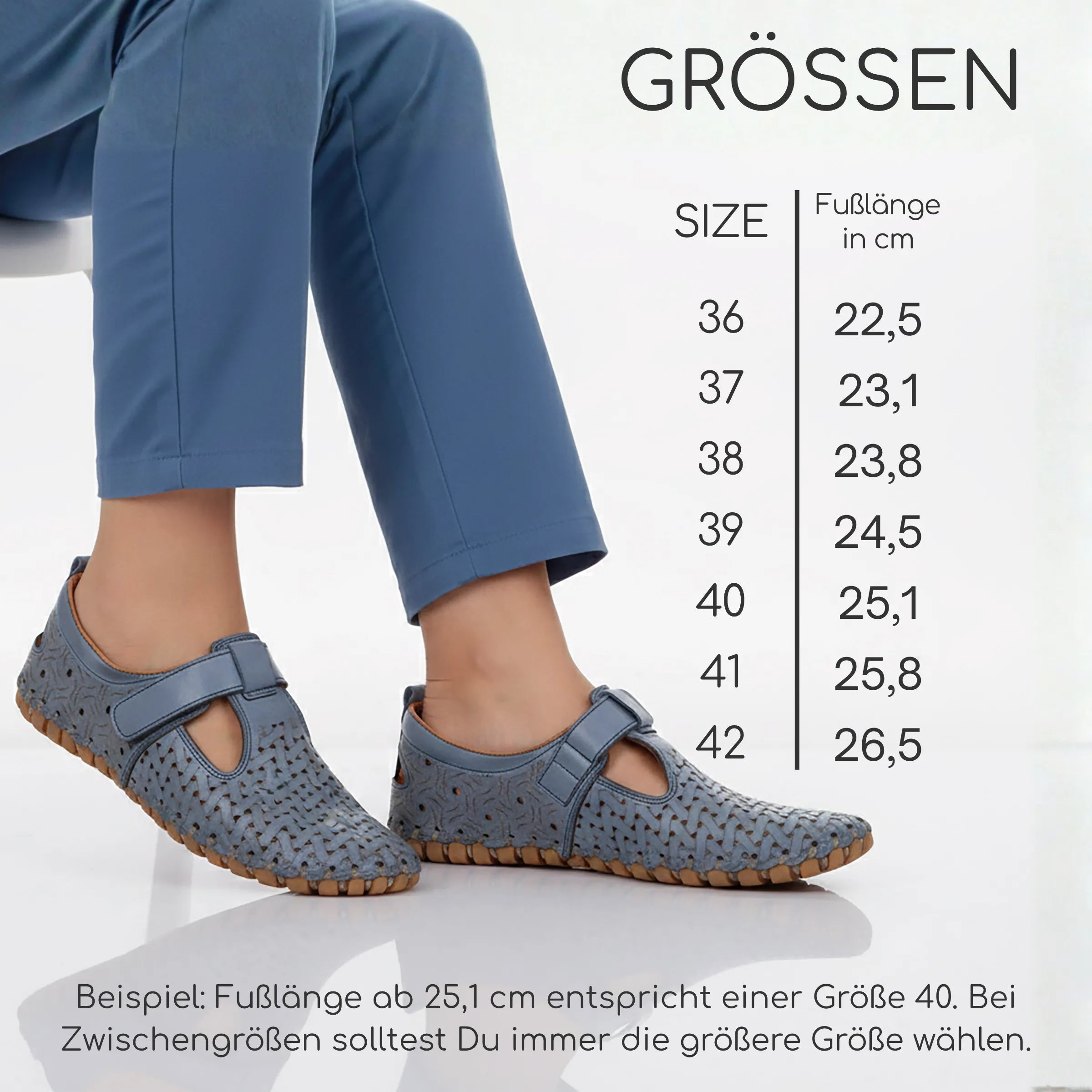Gemini Damen Slipper blau Groessentabelle