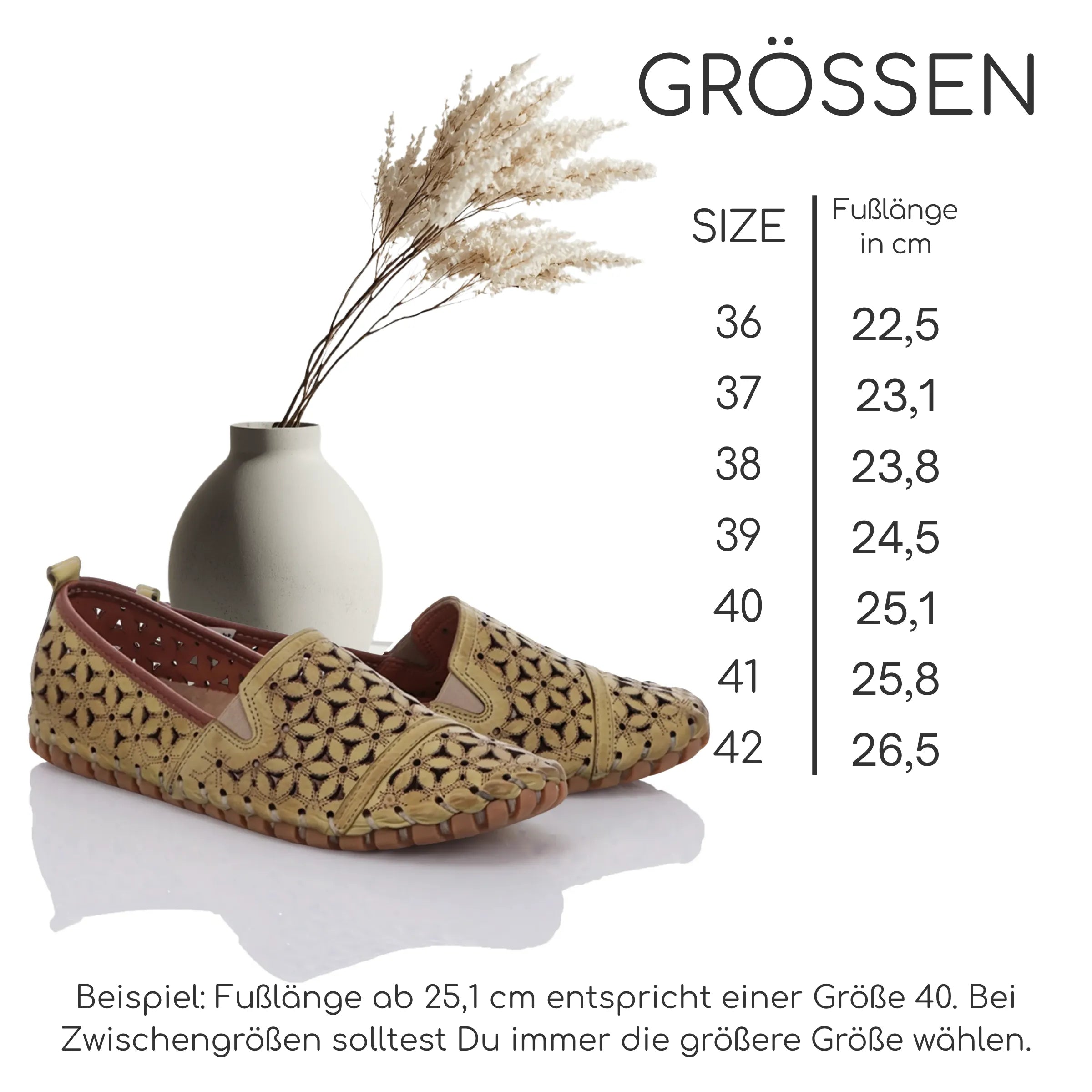 Gemini Damen Slipper grün Groessentabelle