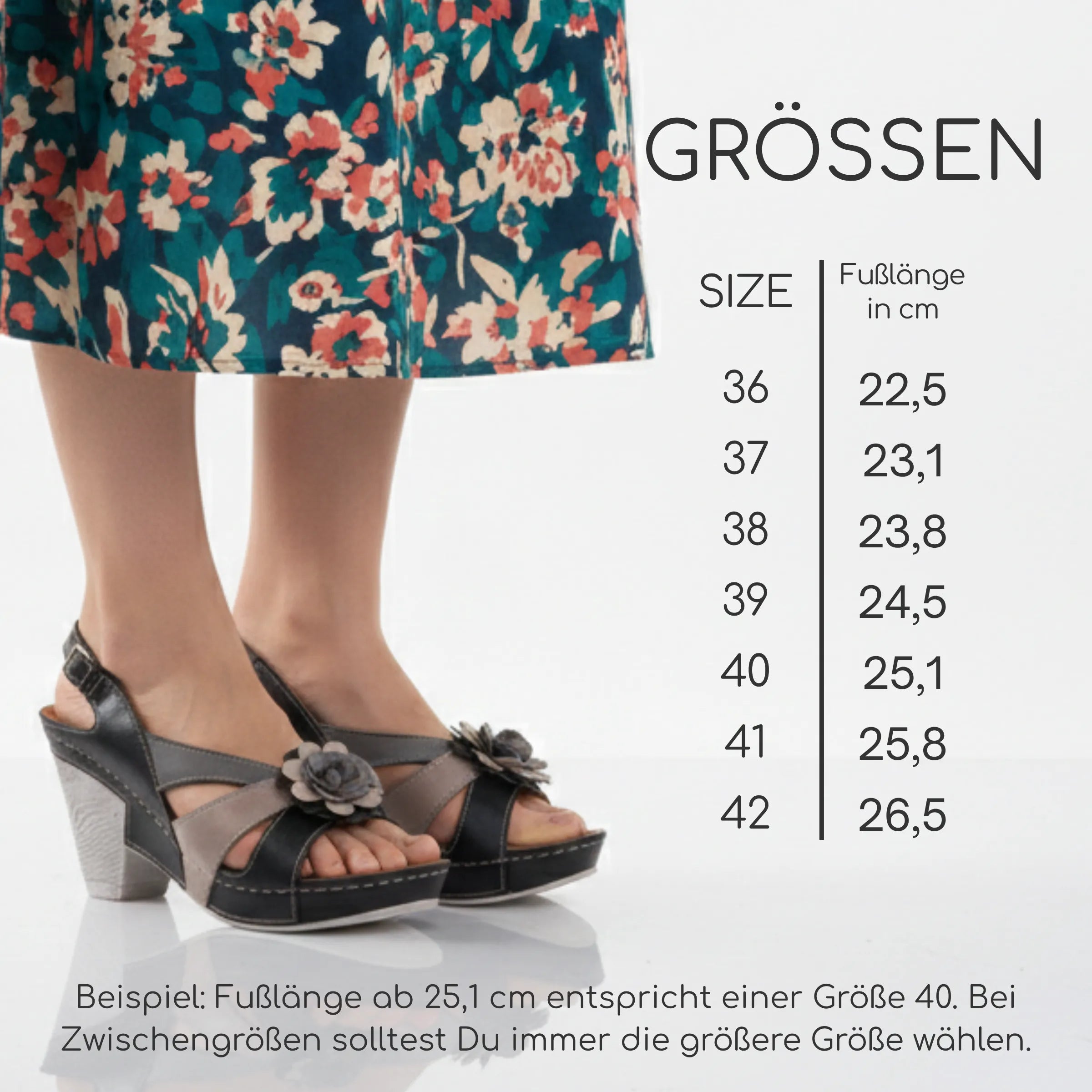 Gemini Damen Sandale schwarz Groessentabelle