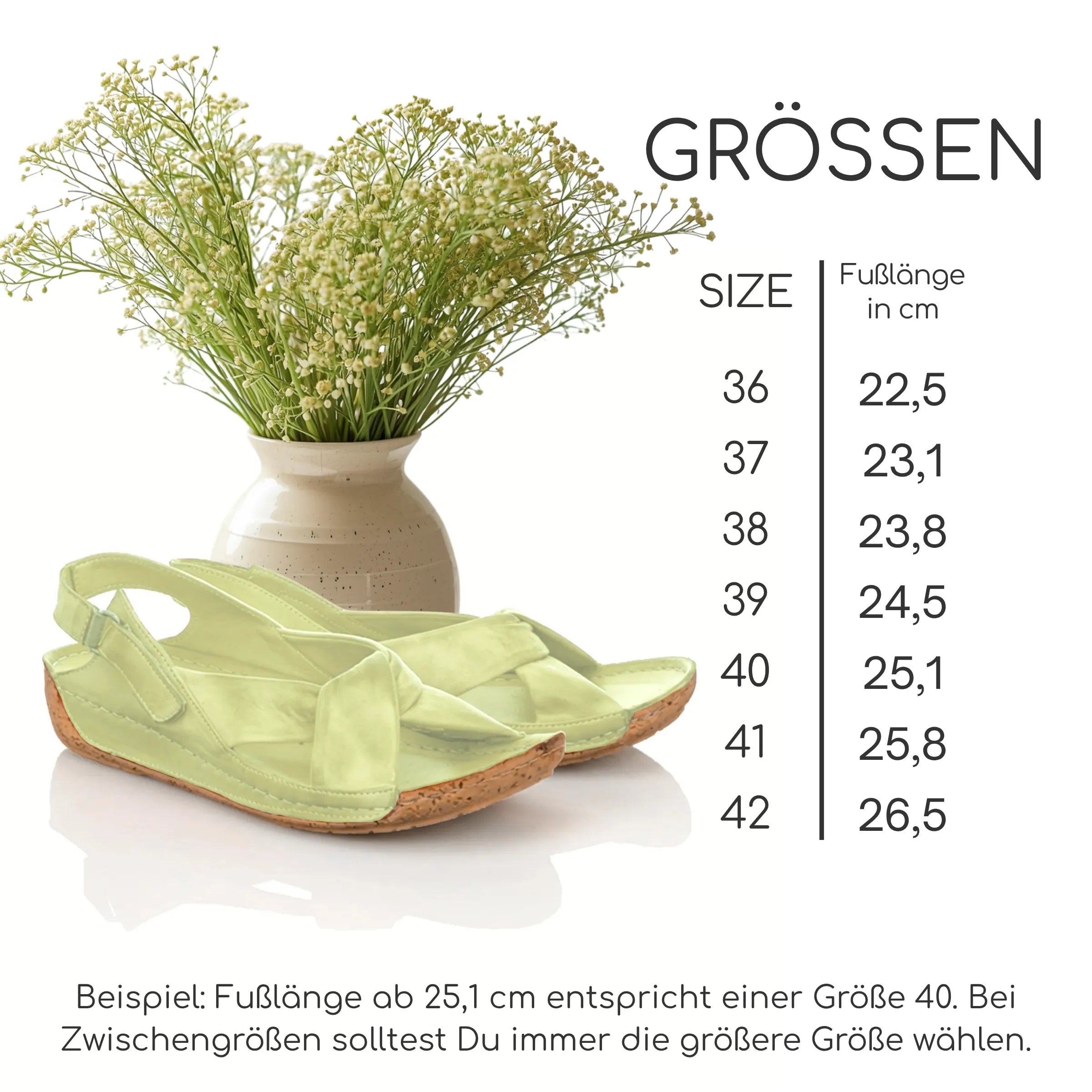 Gemini Damen Sandale grün Groessentabelle