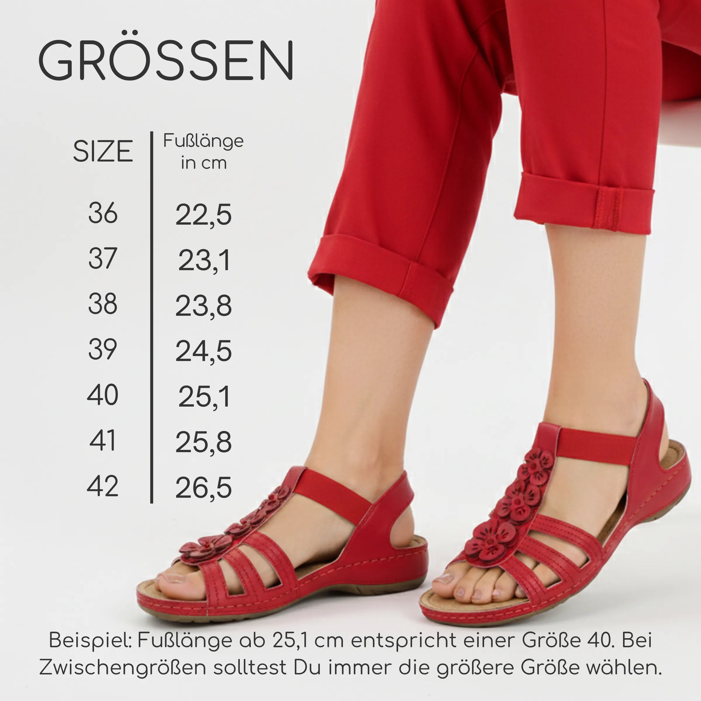 Gemini Damen Sandale rot mit drei Riemen, Blumenaccessoires, Elastikverschluss