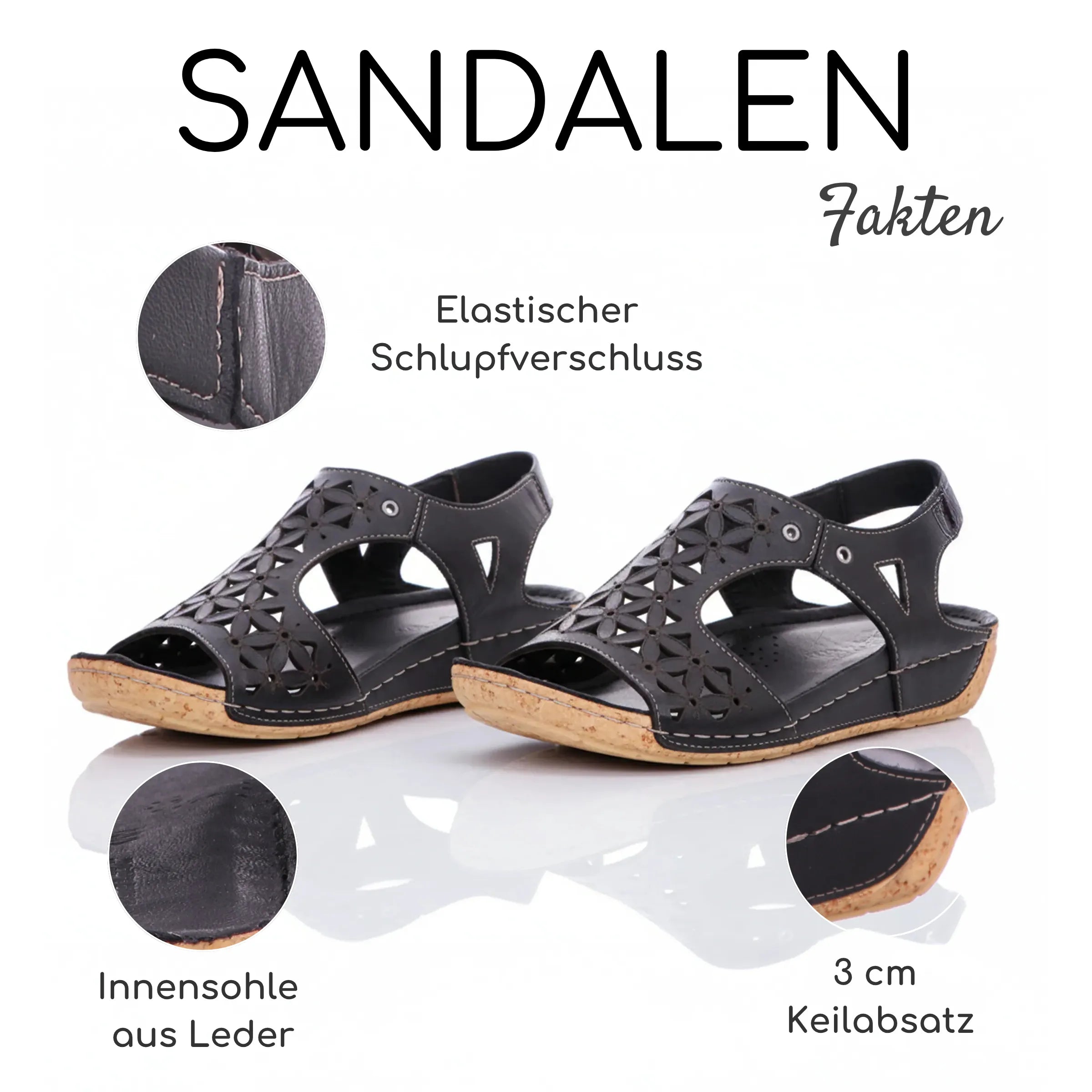 Gemini Damen Sandale schwarz - Gemini Schuhe