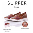 Gemini Damen Slipper braun - Colourblocking mit hellbraun und rot, Cutouts