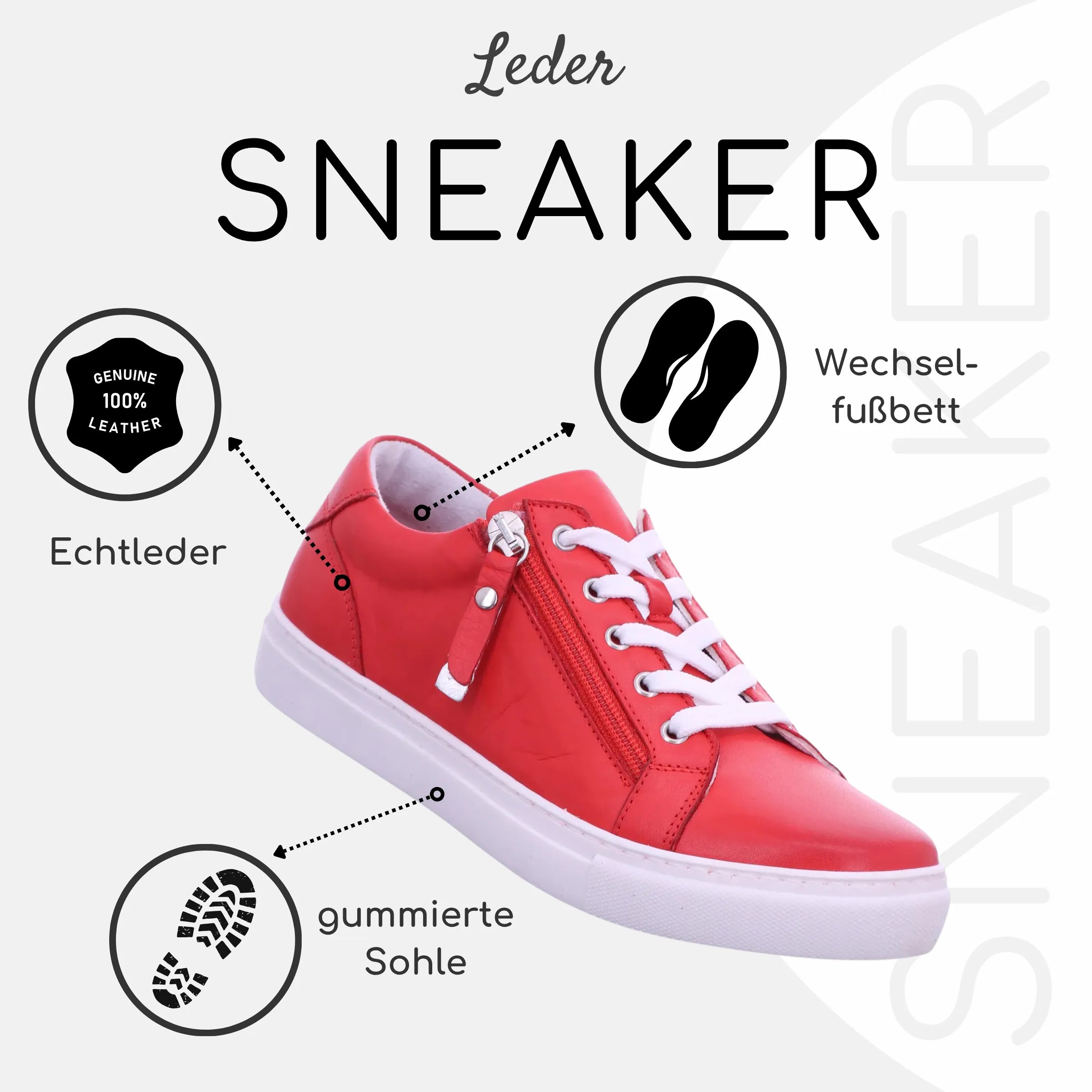 Gemini Damen Sneaker rot - Gemini Schuhe