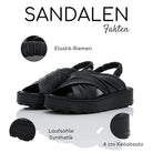 Gemini Damen Sandale schwarz aus Leder mit breiten Riemen und elastischem Verschluss