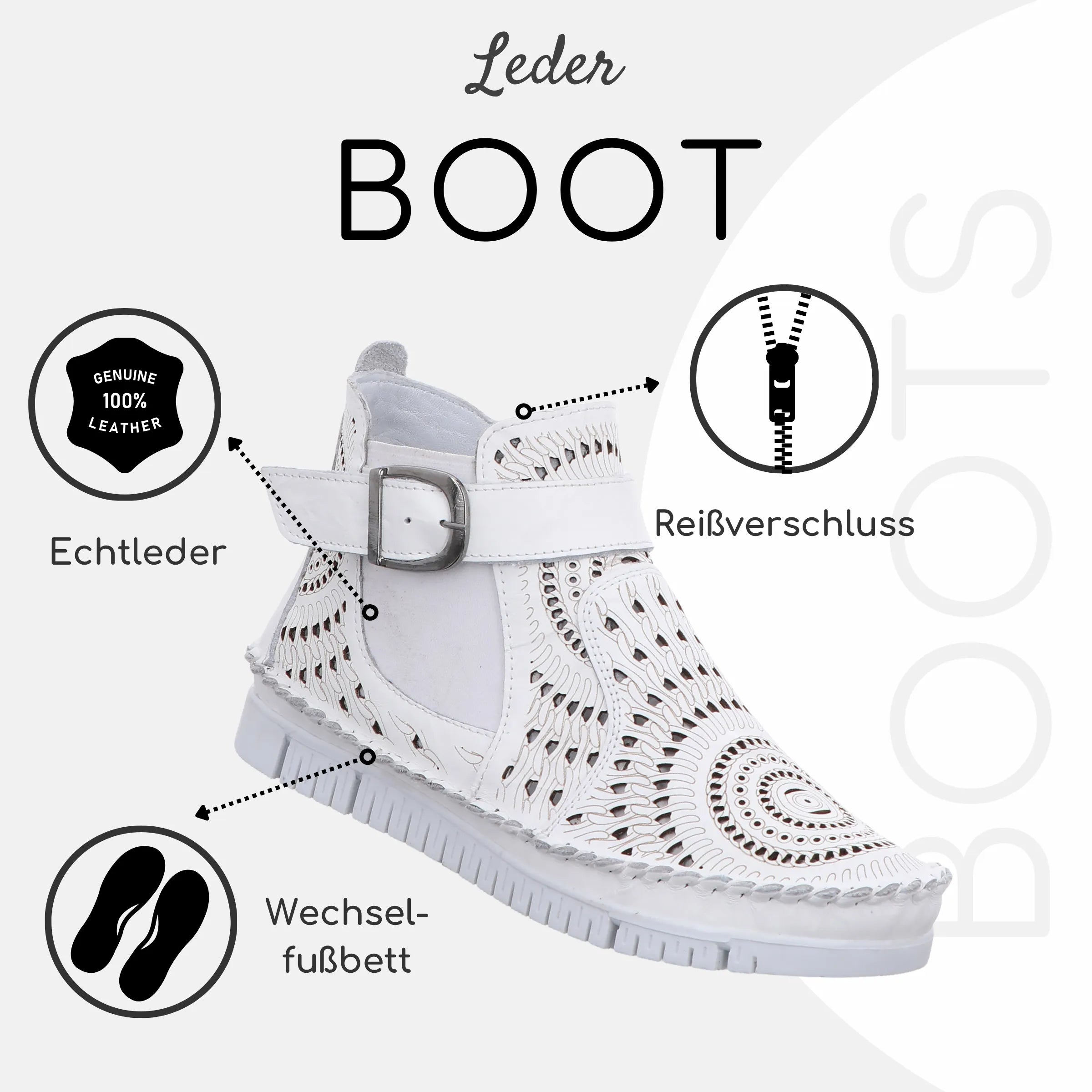 Gemini Damen Boot weiß - Gemini Schuhe 
