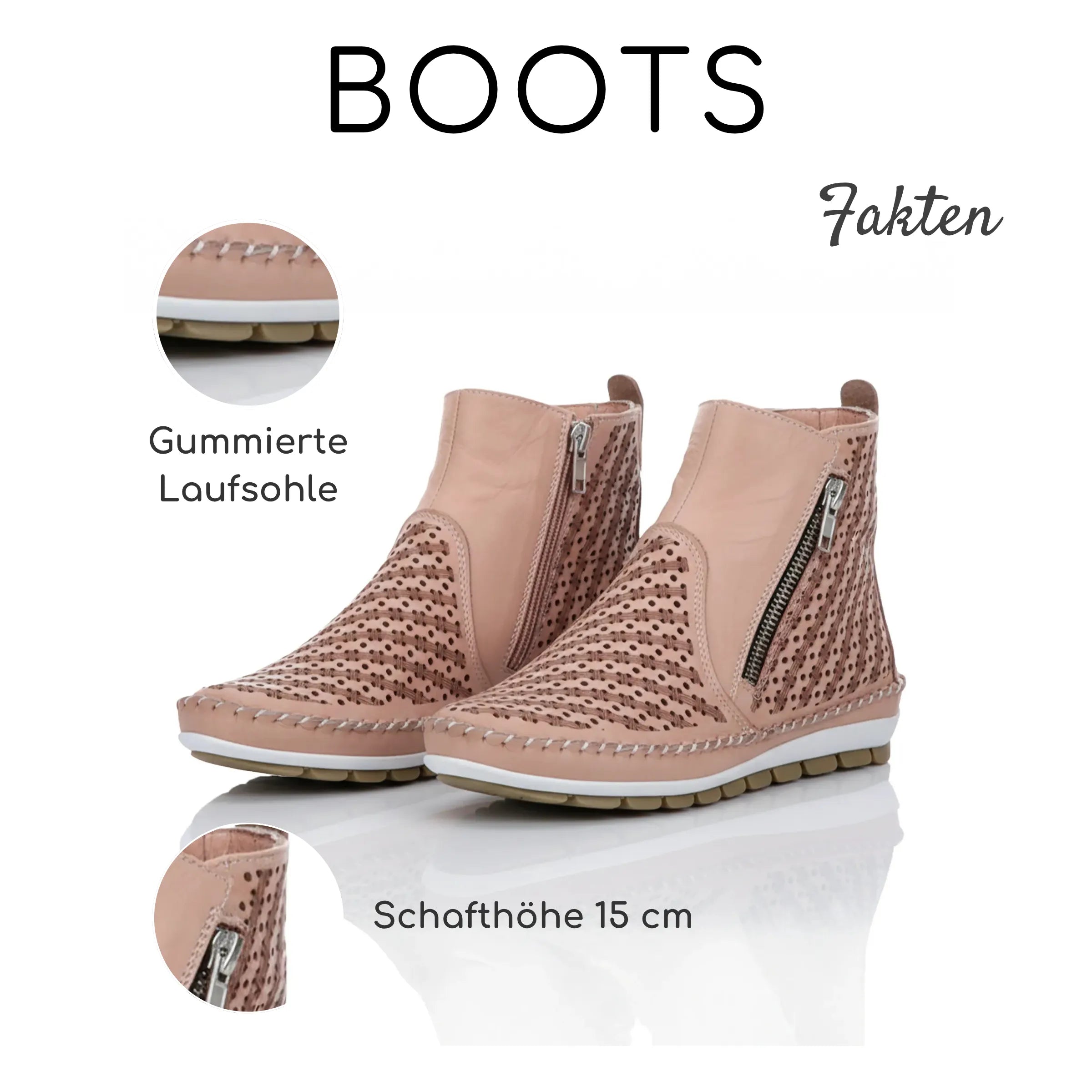 Gemini Damen Boot rosa, gummierte Laufsohle, Schafthöhe 15 cm