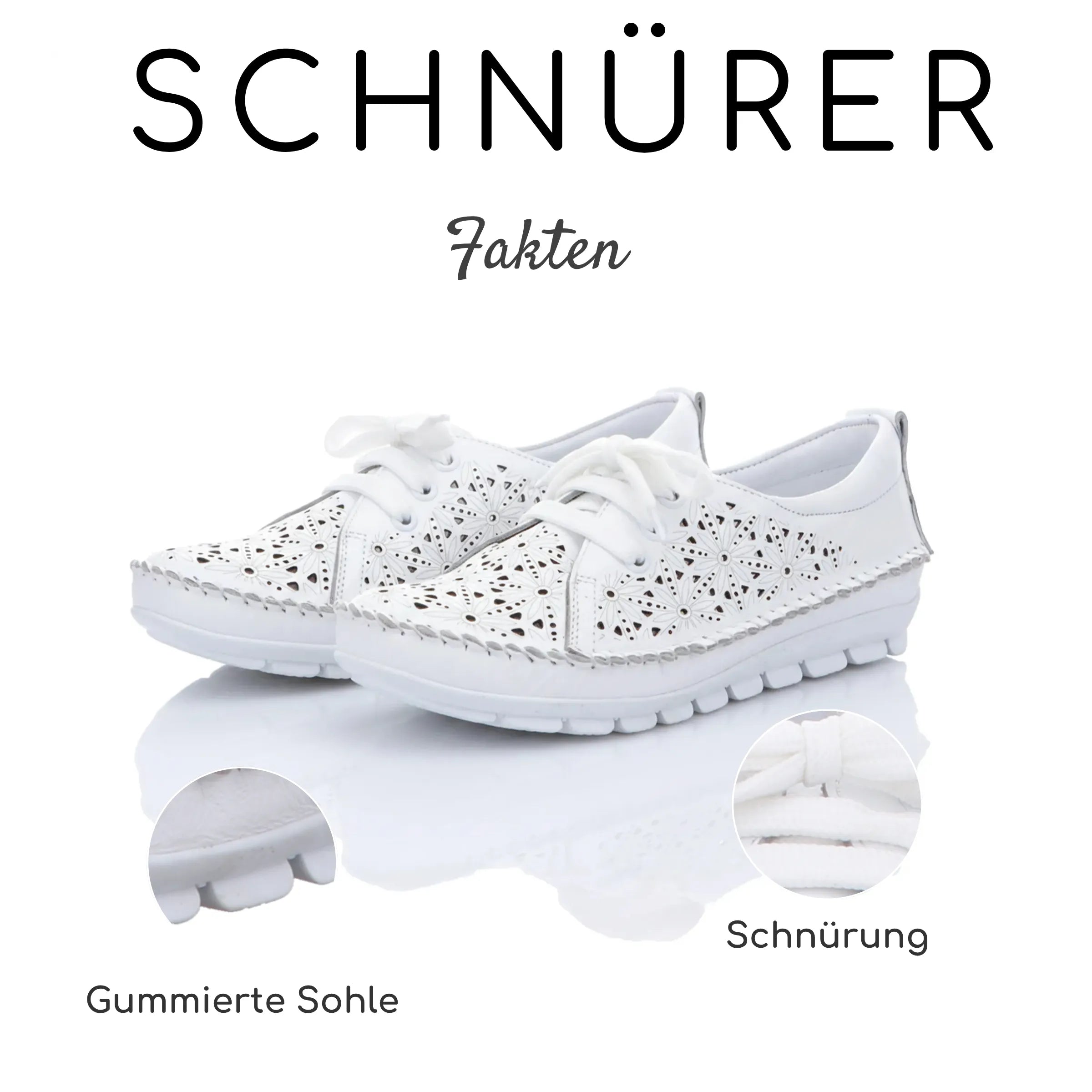 Gemini Damen Schnürschuh weiß, Maritimer Stil,