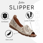 Gemini Damen Slipper gold - Leder-Fußbett, Echtleder