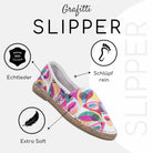 Gemini Damen Slipper Grafitti weiß bunt, Echtleder, Schlüpfschuh