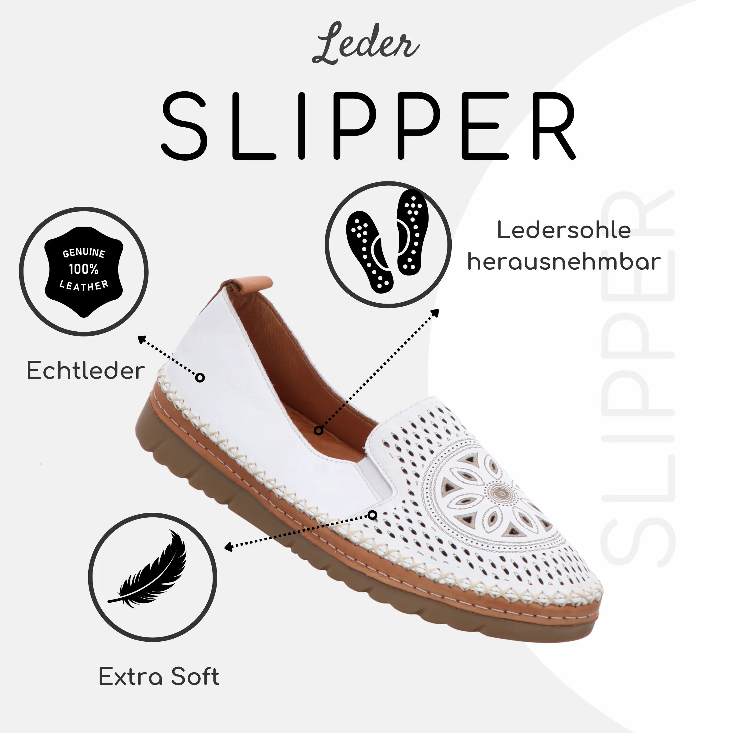 Gemini Damen Slipper weiß - Gemini Schuhe