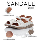 Gemini Damen Sandale Leder weiß, breiter Riemen, Klettverschluss