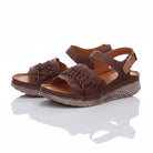 Gemini Damen Sandale Leder braun, breiter Riemen, Klettverschluss
