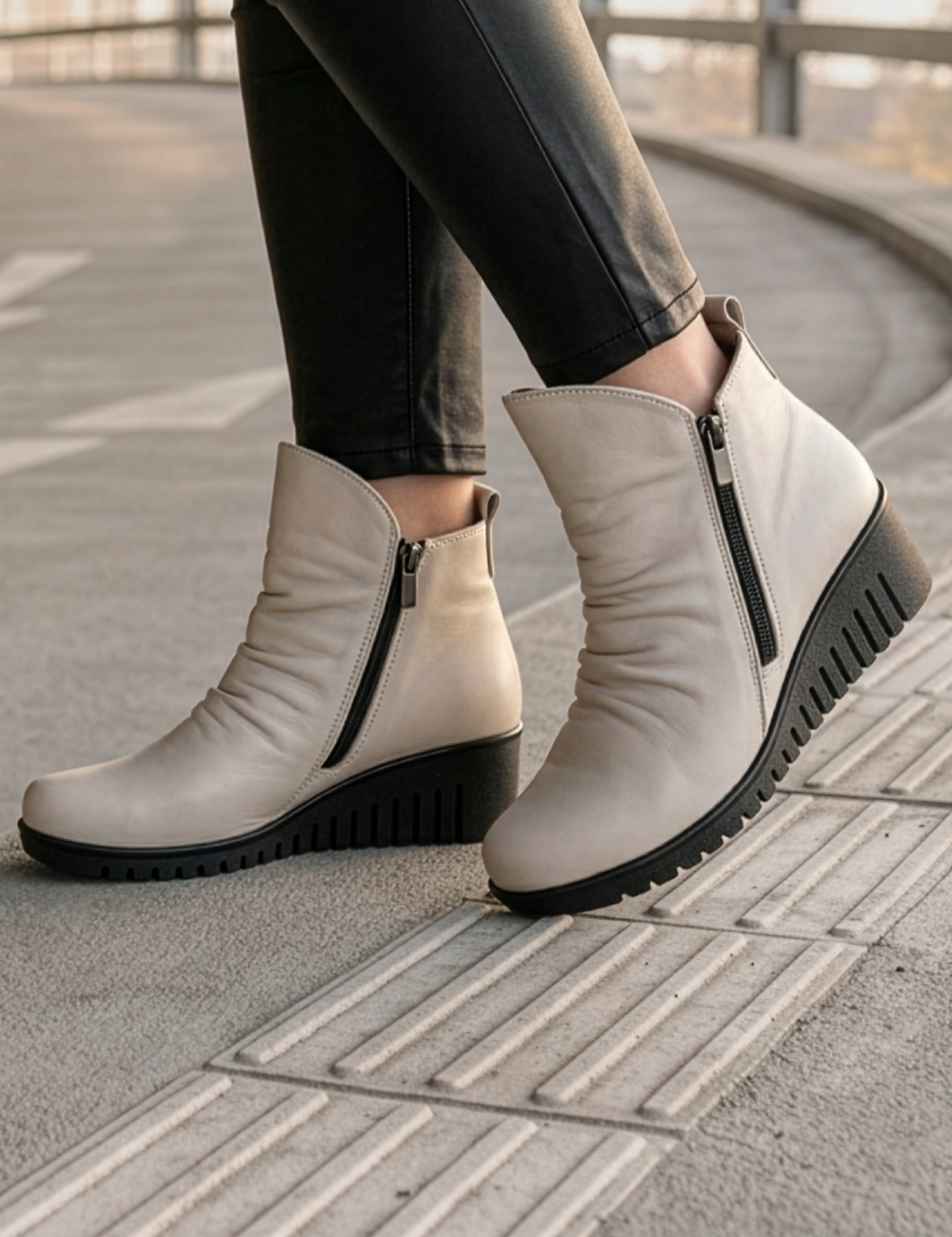 Gemini Schuhe Damen Leder Boot in beige
