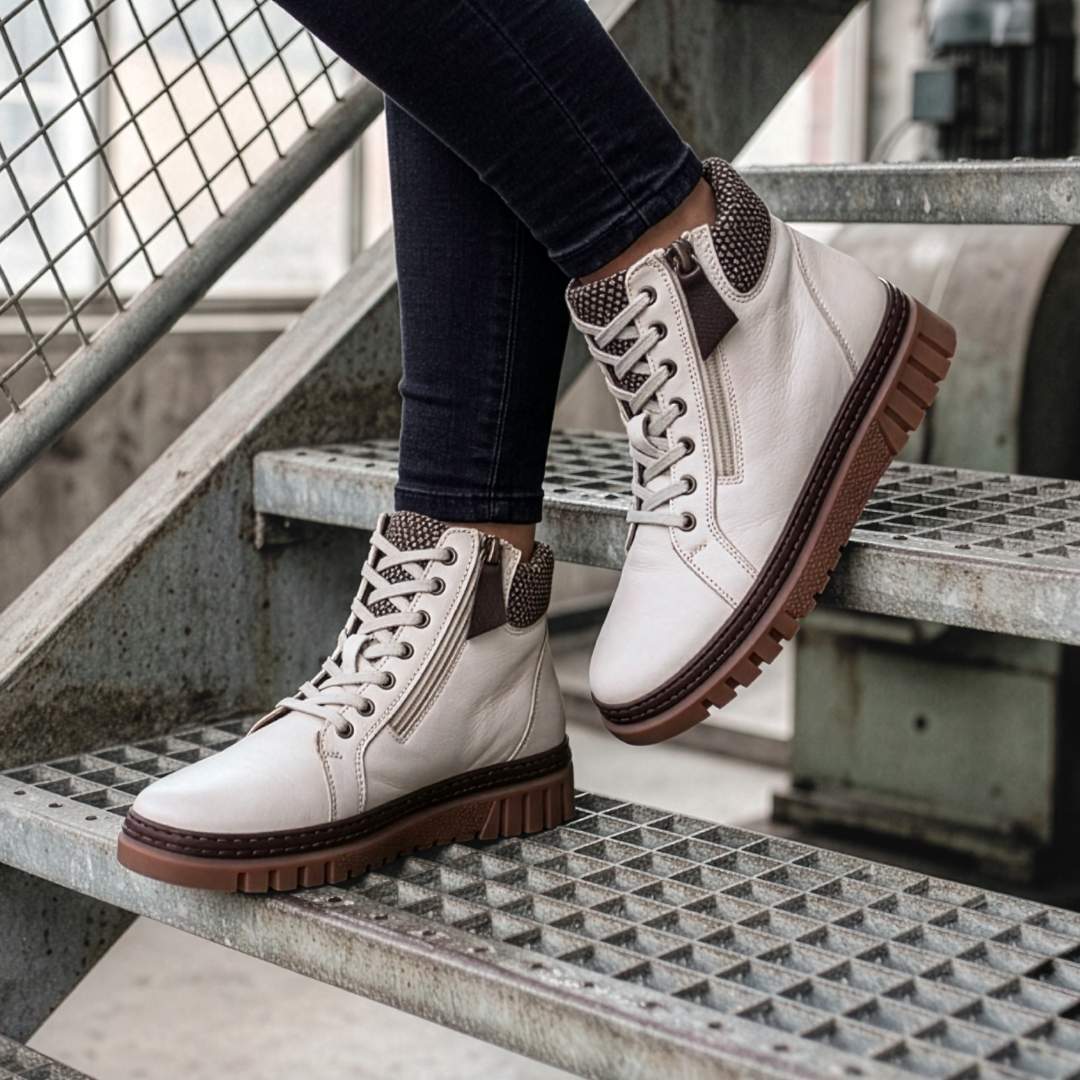 Gemini Schuhe Damen Echtleder Schnürboot beige